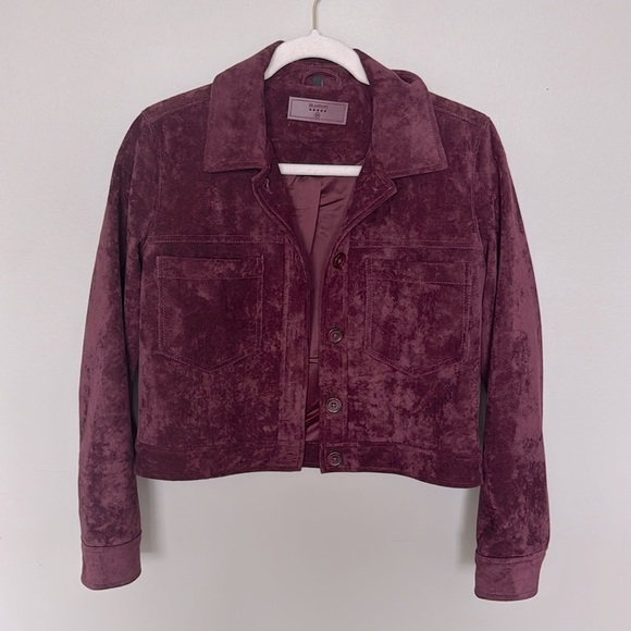 Plum Faux Suede Blank NYC Cropped Jacket size XS - Picture 1 of 7